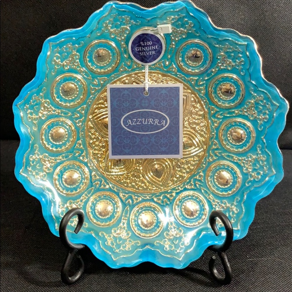 Handmade Turkish glass decorative plate